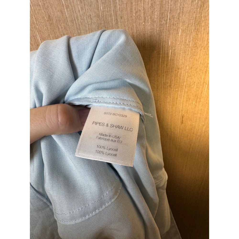 Veronica Beard $498 Sierra Light Blue Ruched Tie Front Shirt Dress Size 10 - Picture 6 of 6